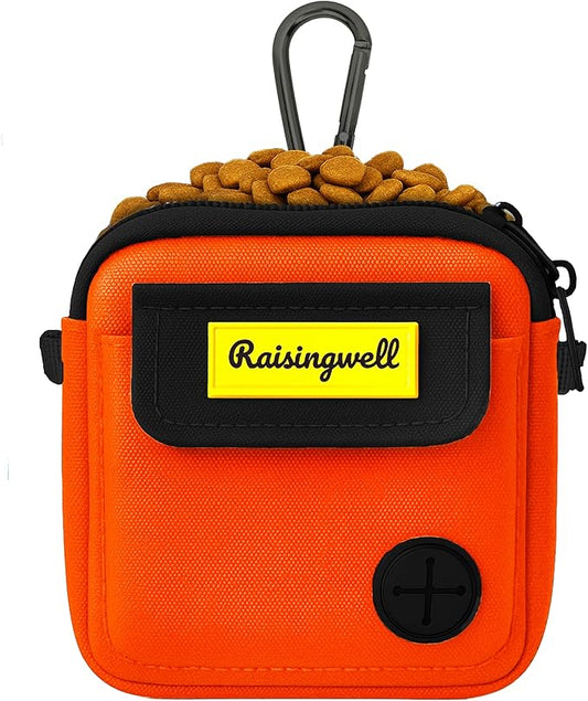 Dog Treat Pouch for Pet Walking and Training with Clicker, Poop Bags and Three Bags Design Small Fanny Zipper Pack Holder for Puppy Snack Dispenser Kit for Leash and Outdoor Use (Blue)