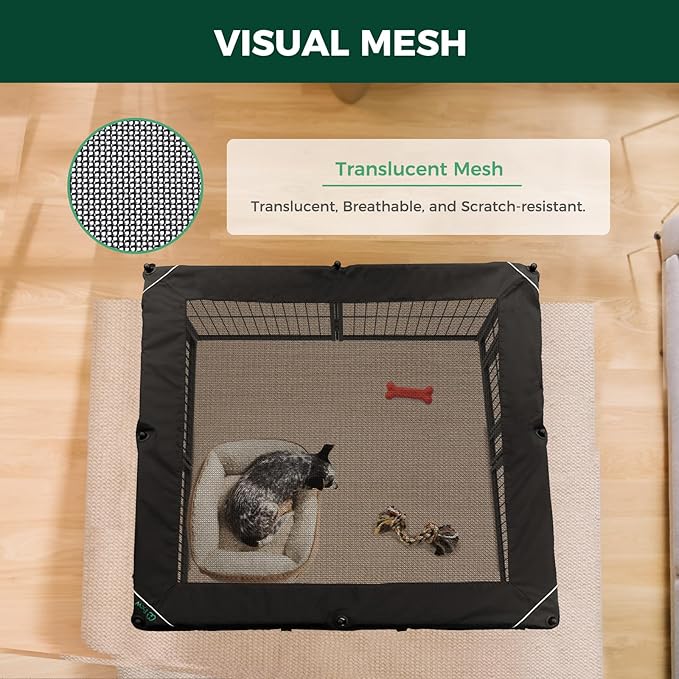 FXW Homeplus Unleashed Indoor Dog Playpen - Stress-Free and Safe Play, Heavy Duty 24 Inch 8 Panels with Playpen Cover for Puppy and Small Dogs, Black│Patented