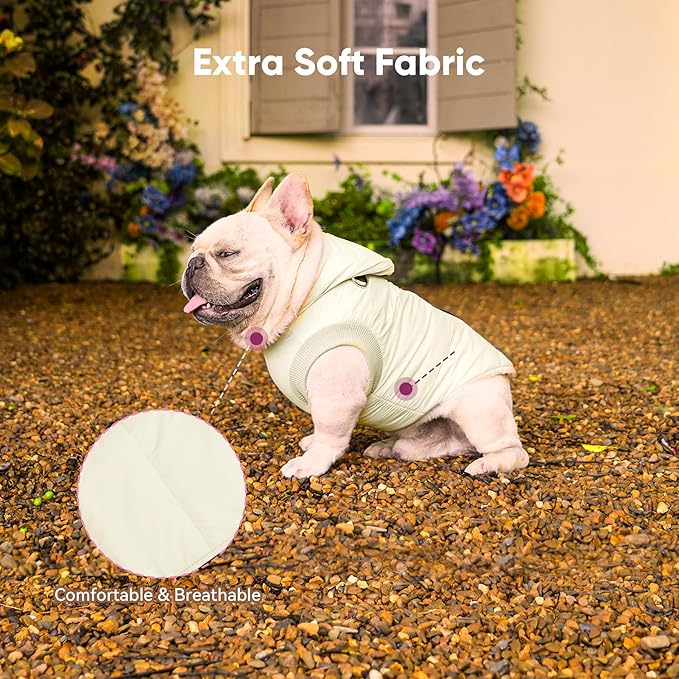 Fleece Lining Dog Hoodie with Harness Built in,Extra Warm Small Dog Jacket in Winter Puppy Coats with Hooded,Light Yellow M