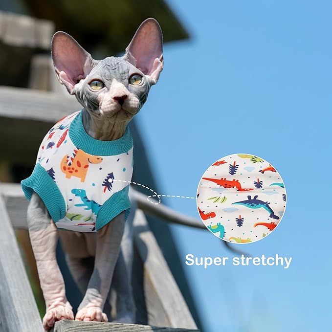 PUMYPOREITY Sphynx Cat Clothes - Stretchy Sweater, Soft Hairless Shirt, Pullover Pajamas, Turtleneck for Sphynx Cornish Rex, Devon Rex - Blue, XL