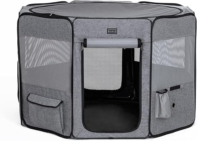 Petsfit Portable Dog Playpen for for Large Dogs/Cat/Rabbit/Chick, with Water Bottle Holder and Carrying Case, for Travel/Indoor/Outdoor Use, Large (45.5"x45.5"x28.5")