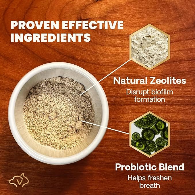 VetriScience Healthy Mouth Dog Dental Powder, Perio Support Clinically Tested Dental Powder for Dogs and Cats, Freshen Breath, Control Plaque & Tartar, Oral Health, 2 Pack