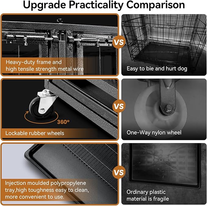 Oranland 48 inch Wire Dog Crate with Divider,2025 New Upgraded Stackable Dog Crate for Nursing Mother Dogs & Puppies,Large Dog Kennel with Reinforced Frame,Sturdy Locks Design/Removable Tray