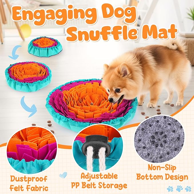 KIPRITII Dog Feeding Set with Snuffle Mat & Lick Mat for Dogs – Slow Feeder & Interactive Toys to Keep Dogs Busy and Reduce Anxiety from Boredom
