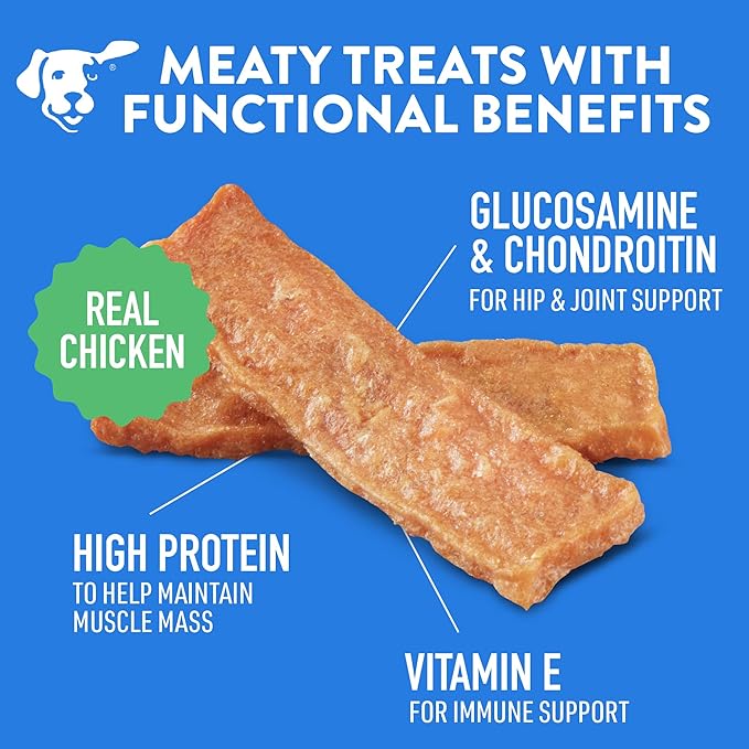 Dogswell Jerky Hip and Joint Dog Treats Grain Free Made in USA Only, Glucosamine and Chondroitin, 12 oz Chicken