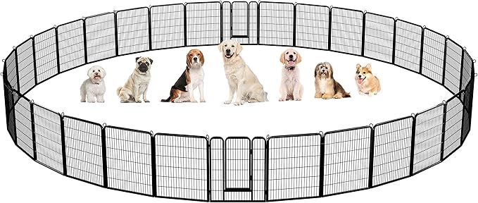 Yaheetech Dog Playpen Outdoor, 40 inch 32 Panels Dog Pen Indoor Heavy Duty Puppy Exercise Pen Metal Pet Fence for RV Camping/Yard/Garden