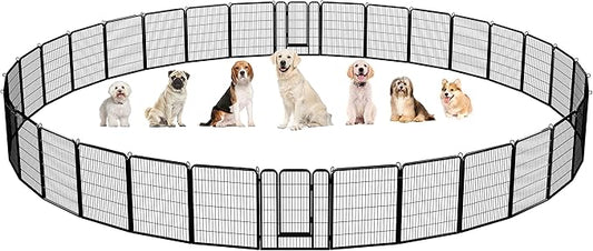 Yaheetech Dog Playpen Outdoor, 40 inch 32 Panels Dog Pen Indoor Heavy Duty Puppy Exercise Pen Metal Pet Fence for RV Camping/Yard/Garden