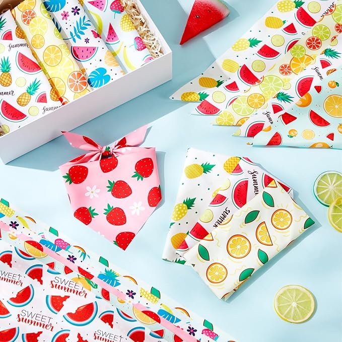 Weewooday 50 Pcs Fruit Dog Bandanas Bulk for Dogs Soft Bibs Adjustable Triangle pet Bandana for Small Medium Large Costume(Fruits Pattern, 25.6 x 17.7 x 17.7 Inch)