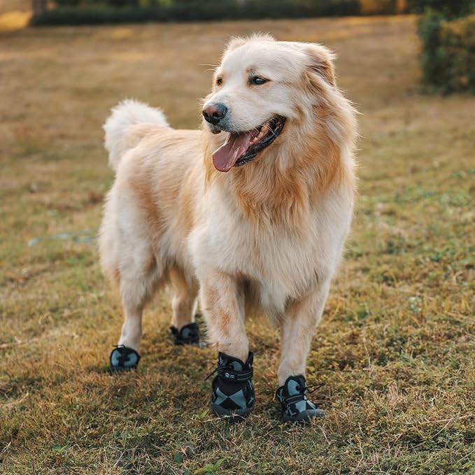 Dog Shoes for Large Medium Size Dogs, Waterproof Anti Slip Dog Boots&Paw Protectors for Summer Hot Pavement Winter Snow, Breathable Dog Booties for Outdoor Walking Hiking Hardwood Floor