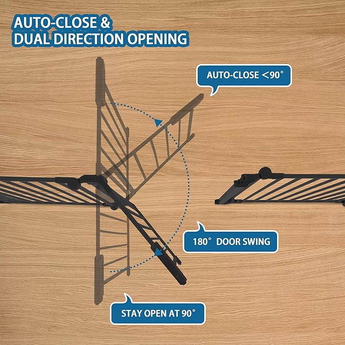 BalanceFrom Easy Walk-Thru Safety Gate for Doorways and Stairways with Auto-Close/Hold-Open Features, 36-Inch Tall, 205-Inch Wide, Graphite