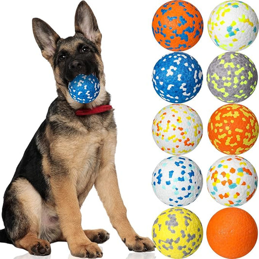 Lenwen 10 Pcs Dog Toy Ball for Aggressive Chewers Interactive Dog Ball for Boredom and Stimulating Bouncy Floating Rubber Toy for Large Medium Small Puppy(2.5 Inch,Bright Color)