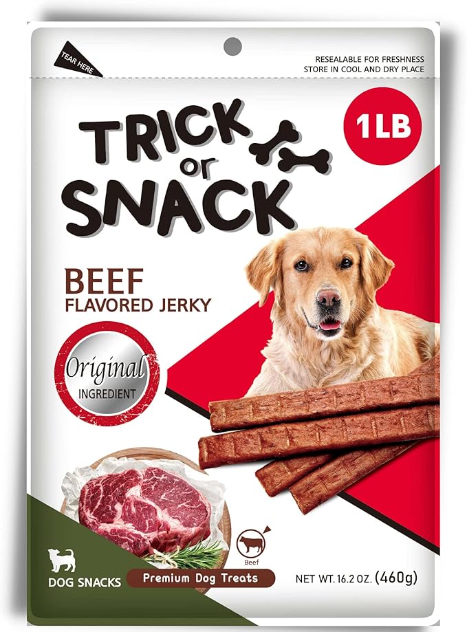 1 LB Variety Pack of Natural Grillers Dog Jerky Treats - Perfect for Training, Walking, and Treating - Made with Real Beef, Chicken, and Salmon (Beef Original Jerky)