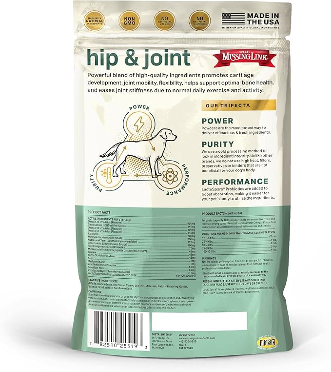 The Missing Link Hip & Joint + Probiotics Supplement 1lb Bag 2/Pack - Superfood Powder for Dog Cartilage & Bone Health, Joint Mobility & Flexibility