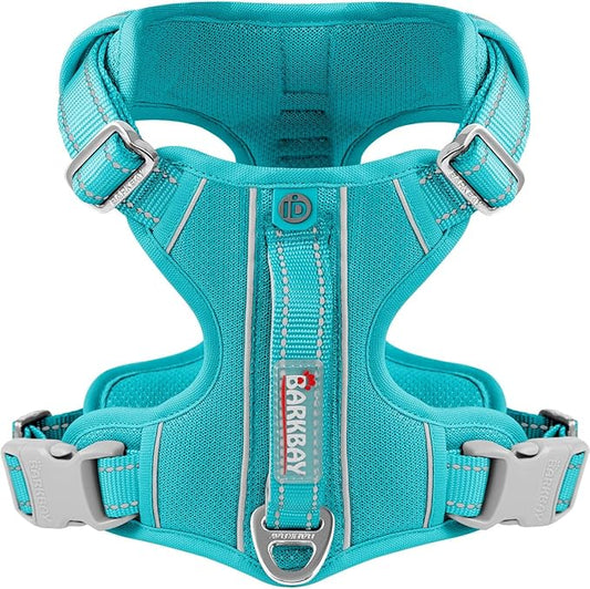 BARKBAY Dog Harness No Pull with ID Tag Pocket - Heavy Duty, Reflective, Easy Control for Small Dogs(Ocean Blue,S)