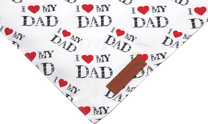 Realeaf Fathers Day Dog Bandanas 2 Pack, Reversible I Love My Dad Pet Scarf for Boy and Girl, Premium Durable Fabric, Bandana for Small Medium Large and Extra Large Dogs (X-Large)