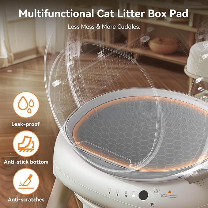 Self Cleaning Litter Box - E2 Automatic Cat Litter Box Large Smart Self Cleaning Robot for Cats, Double Safety Protection, App Control, 2 Roll Garbage Bags & Mat