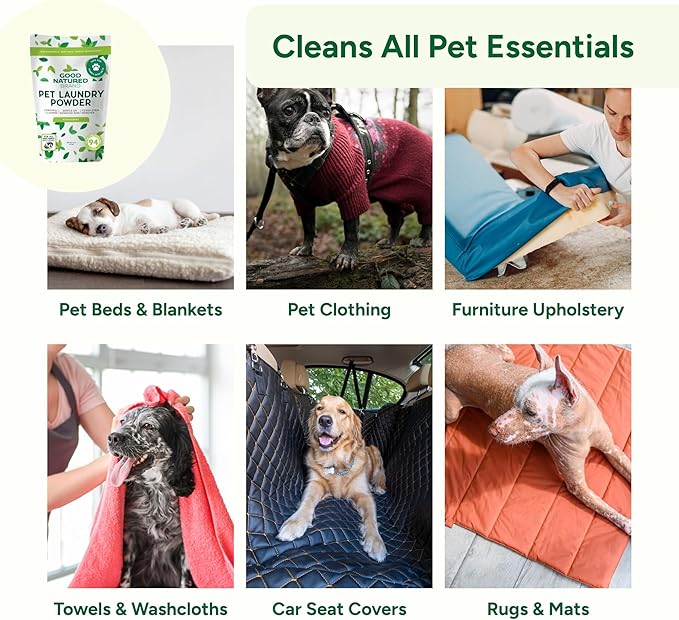 Good Natured Brand | Pet Stain & Odor Remover for Laundry | Pet Laundry Detergent for Dogs Beds, Cat Pee, Smell, Dog Drool | Hypoallergenic & Non-Toxic | Peppermint | 47oz 94 Loads