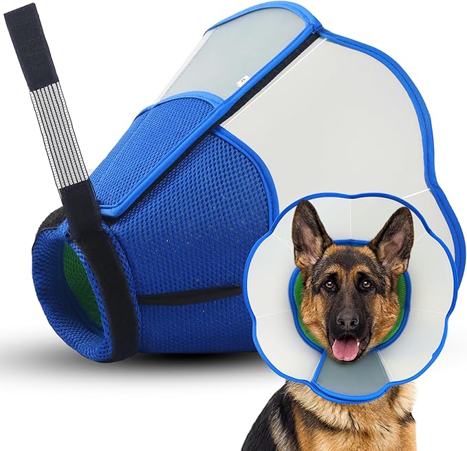 Hard & Heavy Plastic Dog Cone Collar Alternative for Extra Large Dogs (Adult Lab Golden GSD), Adjustable Elizabethan Protective Cone for Healing, Comfortable Recovery Collar Cone of Shame Anti-Lick