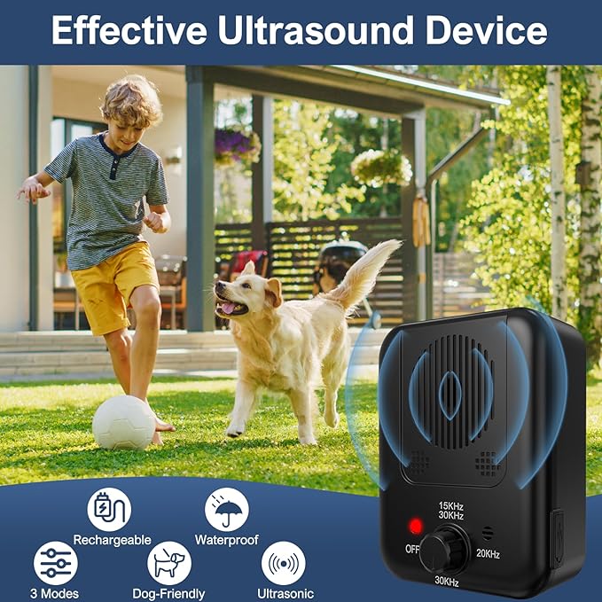 YEOWWW! Anti Barking Device, Rechargeable Dog Barking Control Devices, Sonic Bark Deterrent Devices,Ultrasonic Anti Bark Device for Dogs with 3 Modes, Dog Barking Silencer Indoor Outdoor 2