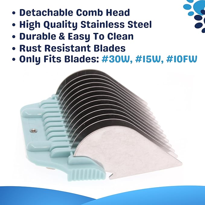 25MM 1" Cut Wide Clipper Guard Attachment Fits for A5 type Blade | Stainless Steel Blade for Professional Groomers and Stylist | Snap-On/Off Design