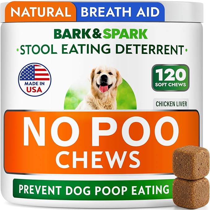 No Poo Chews for Dogs - Coprophagia & Stool Eating Deterrent with Probiotics, Digestive Enzymes & Breath Aid Support - Stop Dog Poop Eating - Made in USA - 120Ct