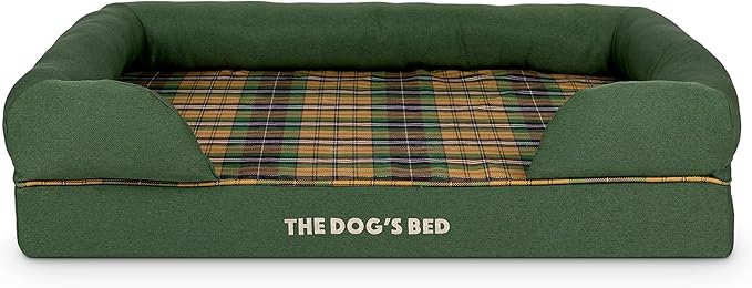 The Dog’s Bed, Large Green Tartan, Memory Foam, Pain Relief: Arthritis, Hip & Elbow Dysplasia, Post Surgery, Lameness, Supportive, Calming, Waterproof Washable Cover