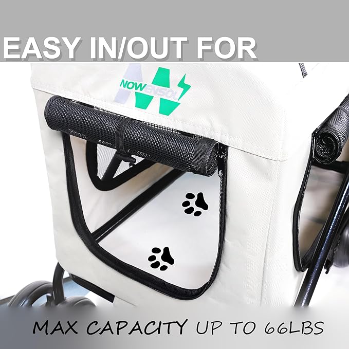 Pet Stroller with Detachable Wheels, Cat Carrier Dog Carrier, Adjustable Mesh Windows, Portable Pet Travel Bag, Travel Foldable Pet Carrier for Small Cat and Dog (Beige)