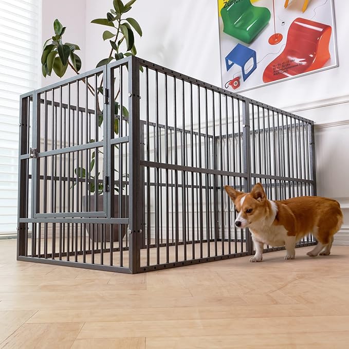 Dog Playpen - 32" Height Dog Pen, Heavy Duty Puppy Pen with Door, Safe & Sturdy, Easy Assemble for Indoor/Outdoor Pet Playpen