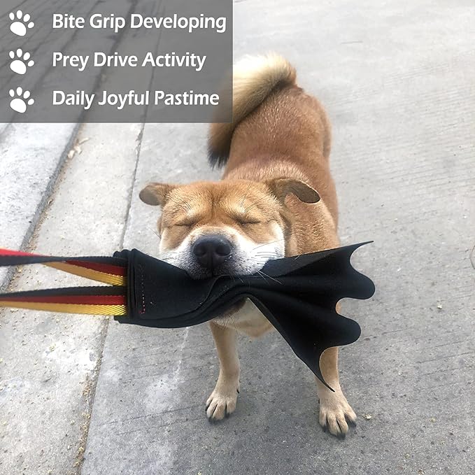 Dewonch Leather Bite Rag for Dog Training, K9 Puppy Toy to Build Prey Drive,Train Bite Grip,Play Tug of War Game with Handle