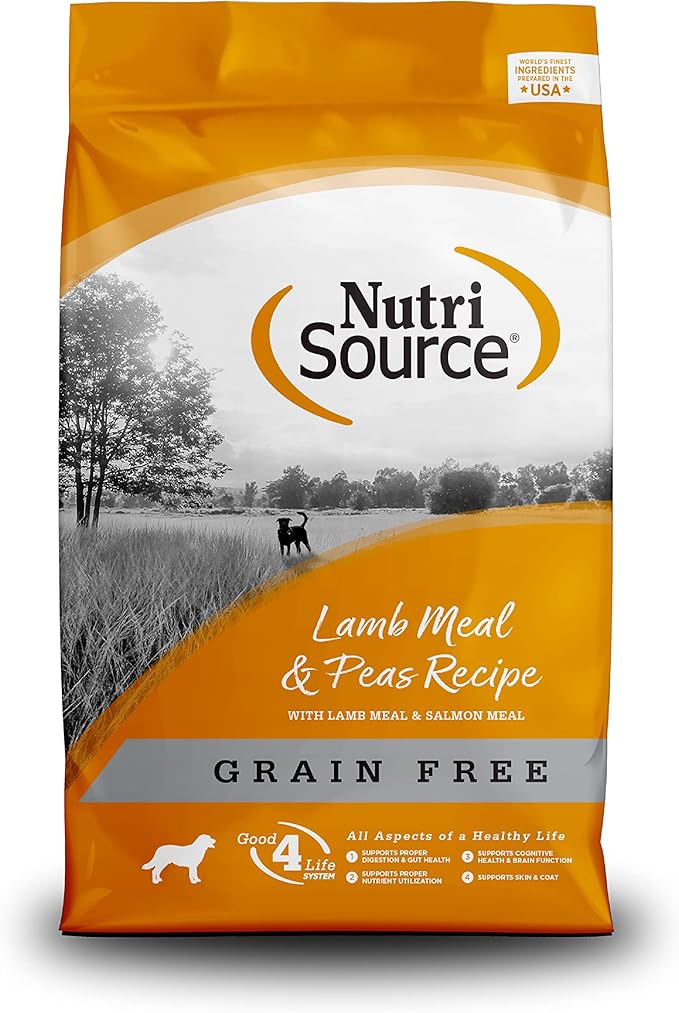 NutriSource Grain Free Dry Dog Food, Lamb Meal and Peas, 26LB