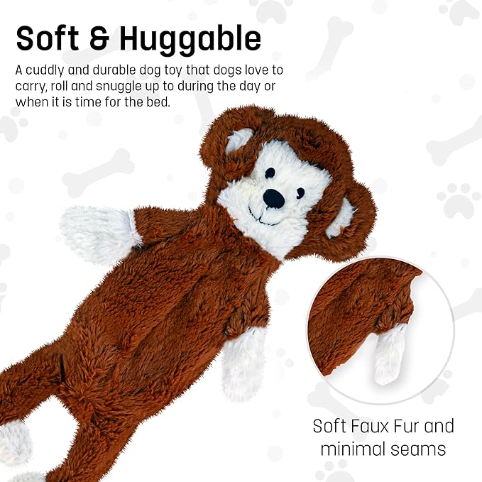 FGA MARKETPLACE Monkey Flat NO Stuffing NO Squeak Plush Dog Toy, Funny Style Will Entertain Your Pet for Hours, Recommended for Small and Medium Dog 21 INCH Long
