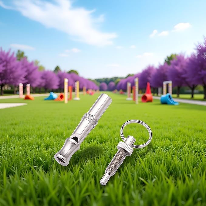 Silver Adjustable Ultrasonic Dog Whistle,Portable Whistle Pet Whistle Supersonic Whistle Dog Whistles for Pet Training，Training and Behavior Aids，Dog Whistles