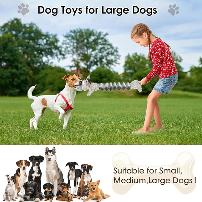 Large Squeaky Plush Dog Toys, Interactive Puppy Toys for Tug of War, Tough Pet Toys for Dogs, Dog Chew Toy for Small, Medium, and Large Dogs