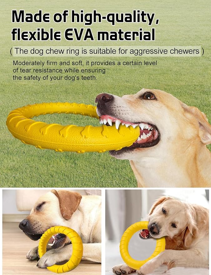 Dog Flying Disc Toy，Soft Indestructible Dogs Flying Disc Pack，for Aggressive chewers Medium Large Dog， Beach Essentials Water Pool Float Toys (Dog Bite Ring Set 1 Box)