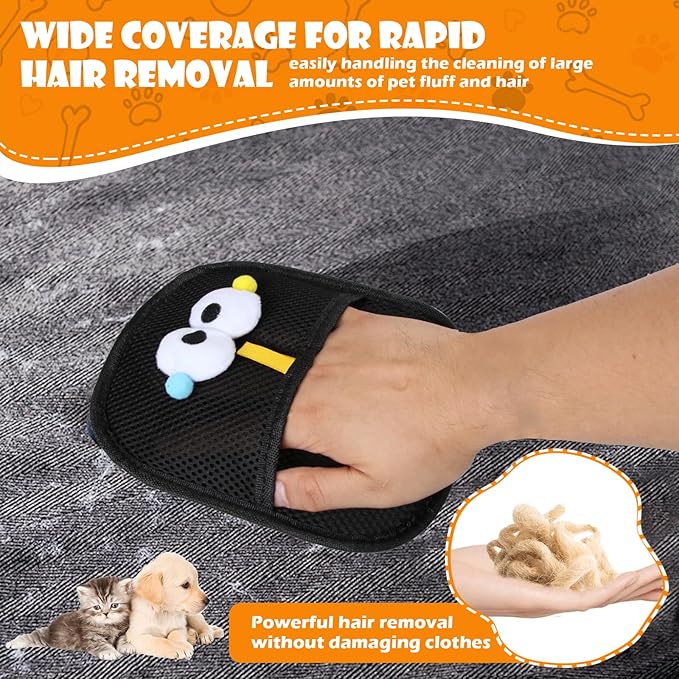 2 PCS Pet Hair Removal Glove for Cats & Dogs, Grooming Gloves for Pet Hair, Cat Grooming Gloves for Hair Removal，Reusable Cat & Dog Hair Remover for Couch, Furniture, Carpet, Curtain