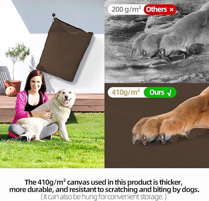 Sytopia 36 Inch Canvas Dog Bed for Large and Medium Dogs, Outdoor and Indoor Pet Bed, Waterproof Washable Removable Cover, Patio Pet Pad, Brown