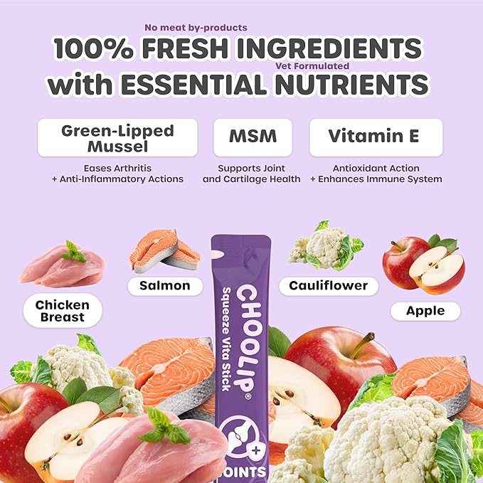 Squeeze Vita Stick Lickable Cat and Dog Treats – 7-Count Joint Support Sticks with Multivitamins, Soft Squeezable Paste for All Life Stages, Supporting Joint Health