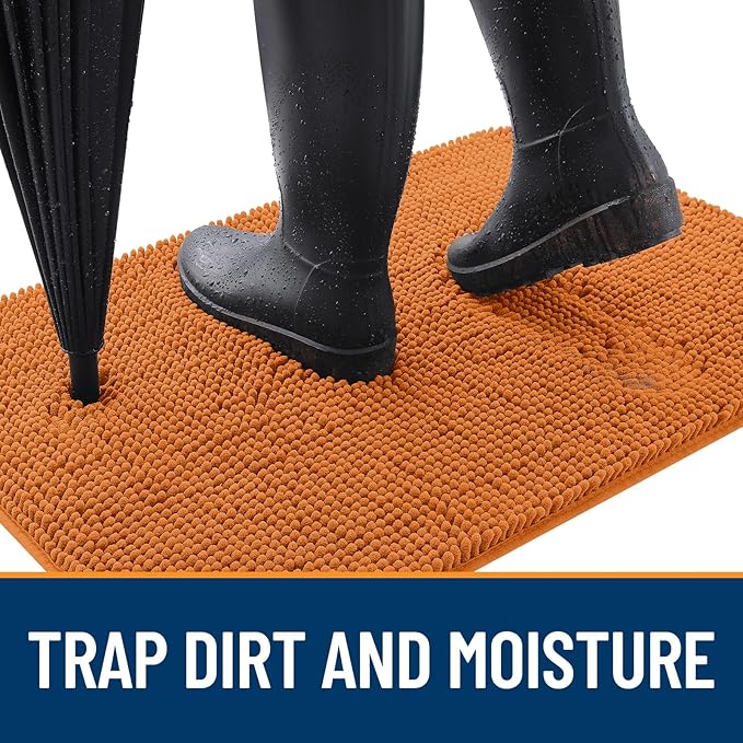 OLANLY Dog Door Mat for Muddy Paws 44x24, Absorbs Moisture and Dirt, Absorbent Non-Slip Washable Doormat, Quick Dry Chenille Mud Mat for Dogs, Entry Indoor Entryway Carpet for Inside Floor, Clay