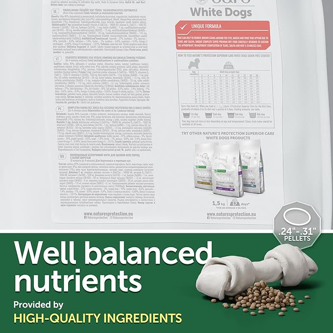 Nature's Protection High Protein Puppy Food Dry - Grain Free Dog Kibble for Small & Large Breed Dogs with Light Fur - Up to 4 Month Puppy or Mother (Superior Care - Salmon, 22 lb)