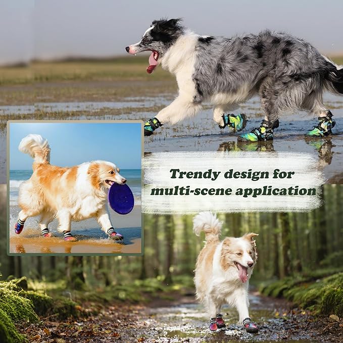 Dog Shoes for Small Medium Large Dogs,Neoprene Dog Booties & Paw Protectors for Hiking Hot Pavement Hardwood Floors,Quick-Drying Fabric Dog Boots W/Perforated Soles for Flowing Water (Red-5)