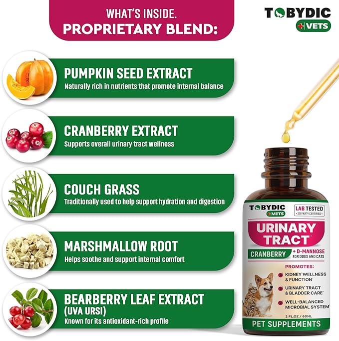 Cat & Dog Natural UTI Medicine & Urinary Tract Infection Treatment with Cranberry - Kidney + Bladder Support Supplement - Best Prevention for Urine Incontinence & Bladder Stones - Pet Renal Health