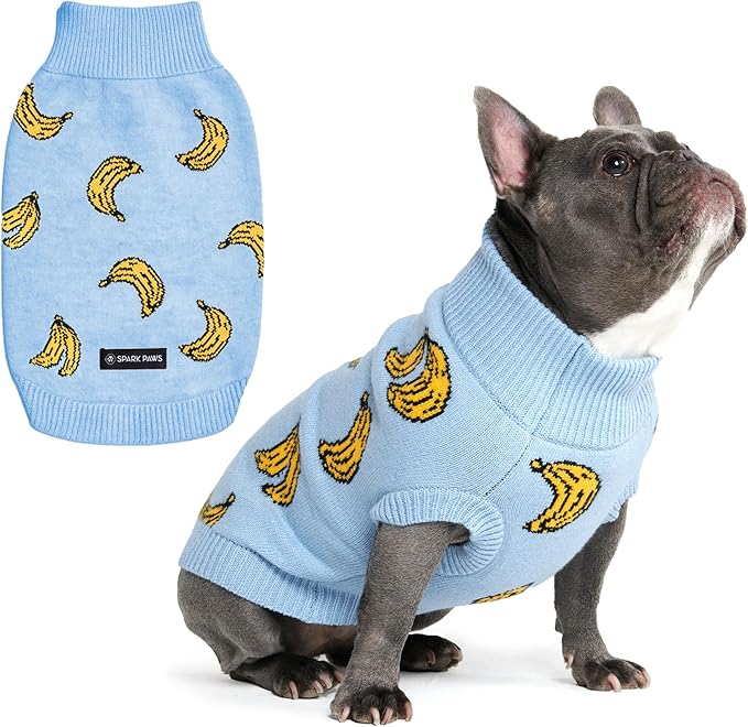 Spark Paws Knit Dog Sweater – Ultra Soft Warm Winter Dog Sweater for Small, Medium & Large Dogs – Stretch Fit Pet Sweater for French Bulldog, Pitbull, Girl & Boy Dogs Jacket, (Banana,XL)