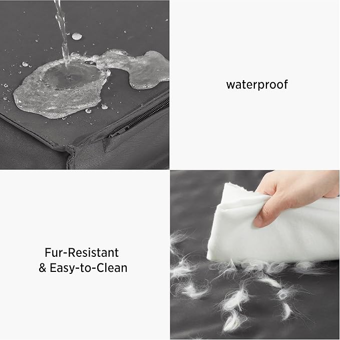 LE SURE Outdoor Waterproof Dog Bed for Extra Large Dogs, Orthopedic Egg Crate Foam Pet Bed with Oxford Fabric Surface and Removable and Durable Cover, Machine Washable, 44''x32'', Grey