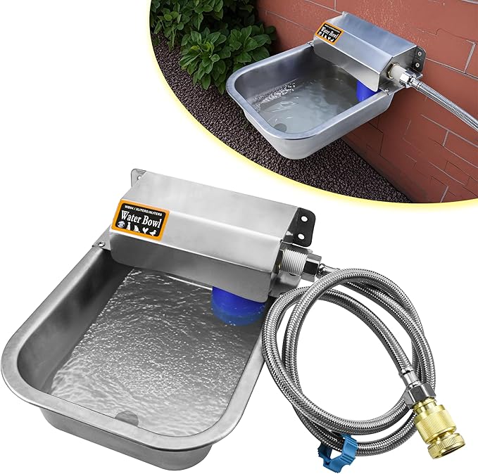 Automatic 304 Stainless Steel Dog Water Dispenser | 101oz/3L High-Volume Outdoor Pet Feeder | Auto-Fill, Anti-Tip, Wall/Ground Mount & Effortless-Clean Design
