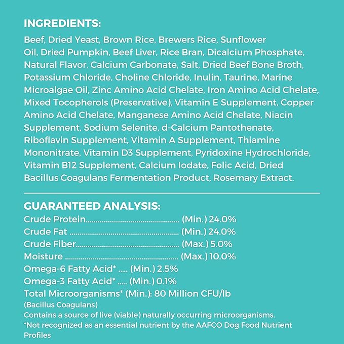 KOHA Limited Ingredient Bland Diet Dry Food for Dogs - Beef & Brown Rice Recipe, Sensitive Stomach Dog Food - Pumpkin for Digestive Support, 3.5 lbs