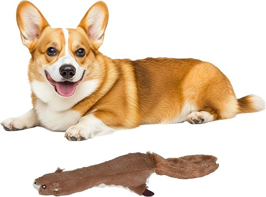 SPOT Skinneeez Plus Squirrel - Stuffing Free Dog Toy with Two Piece Rubber Body and Two Squeakers, Fun to Bite, Stuffingless Design is Great for Moderate Chewers, Tug Toy for Puppies & Dogs - 15in