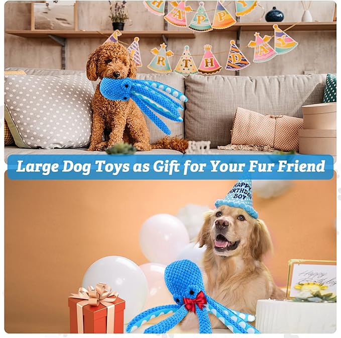 Dog Toys for Large Dogs：Squeaky Interactive Dog Toys with Soft Fabric for All Breed Sizes- Puppy Toys to Keep Them Busy
