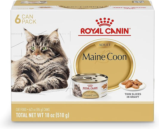 Royal Canin Feline Breed Nutrition Maine Coon Adult Thin Slices in Gravy Cat Food, 3 oz (Pack of 6)