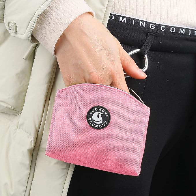 COOWONE Dog Treat Pouch Magnetic Closure Small Dog Training Treat Pouch Pocket Sized Small Dog Treat Pouch with Clip (Pink)