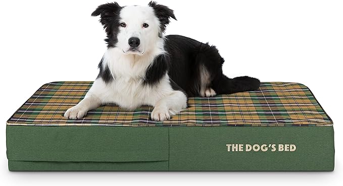 The Dog’s Bed Orthopedic Memory Foam Dog Bed, Large Green Tartan, Pain Relief for Arthritis, Hip & Elbow Dysplasia, Post Surgery, Lameness, Supportive, Calming, Waterproof Washable Cover